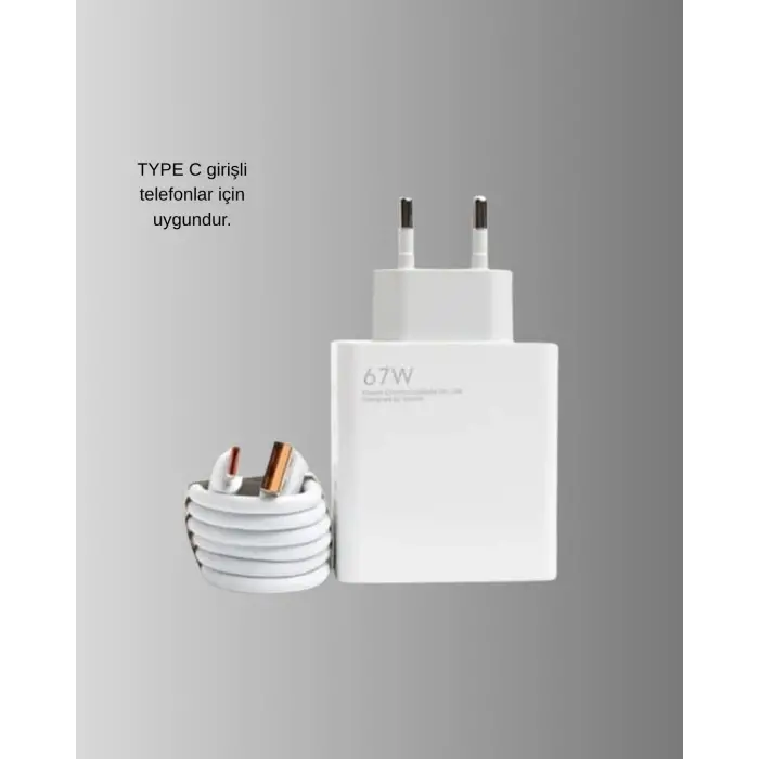 67W Turbo Type-C Hızlı Şarj Adaptörü – Akıllı Koruma Çipli, Hızlı Şarj Destekli