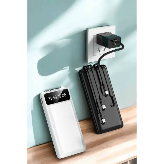Powerbank 20.000 Mah Dijital Göstergeli LCD Ekran Uzun Pil Ömrü