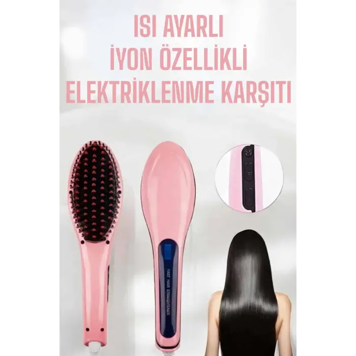Fön Etkili Saç Düzleştirici Tarak Yıpranma Karşıtı Döner Kablo Isı Ayarlı