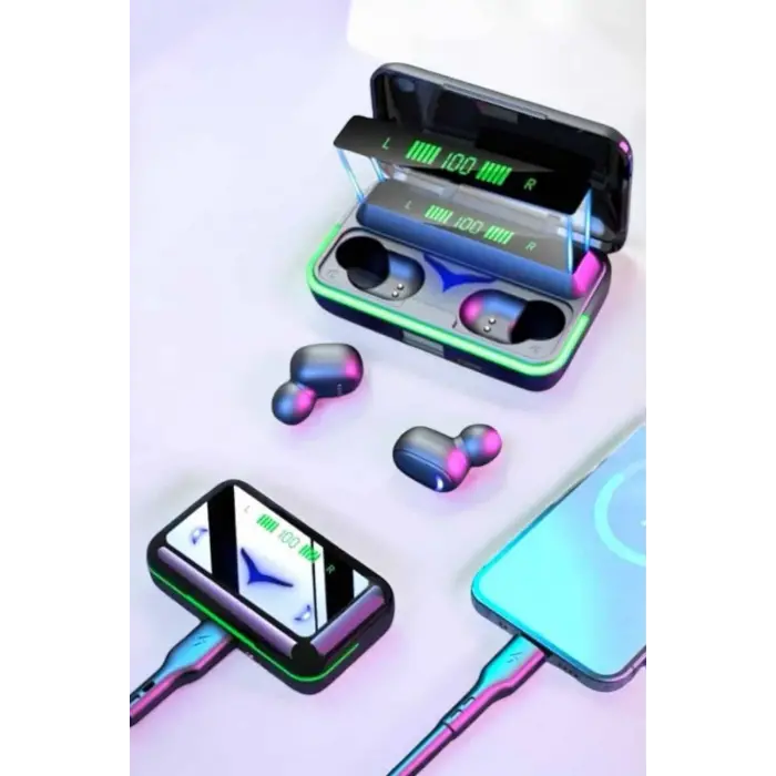 Powerbank Özellikli Kablosuz Bluetooth Kulaklık RGB Işıklı
