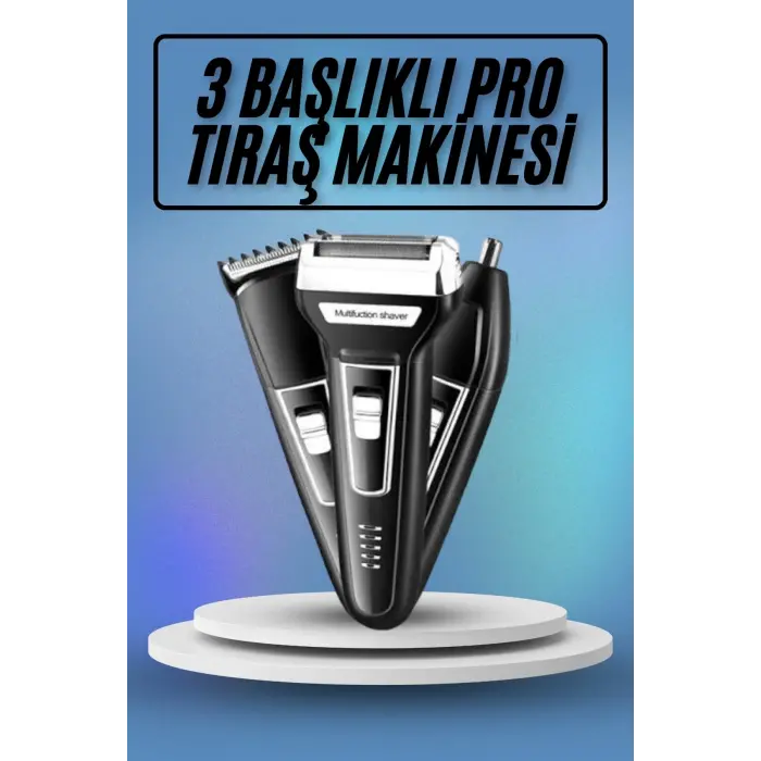 Kulak Burun Kıl Kesme Ense Yanak Tıraş Seti 3 Başlıklı Profesyonel