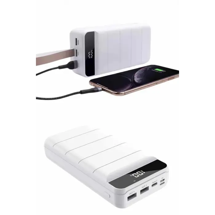 Powerbank 50.000 Mah Dijital Göstergeli Taşınabilir 4 Portlu Hızlı Powerbank