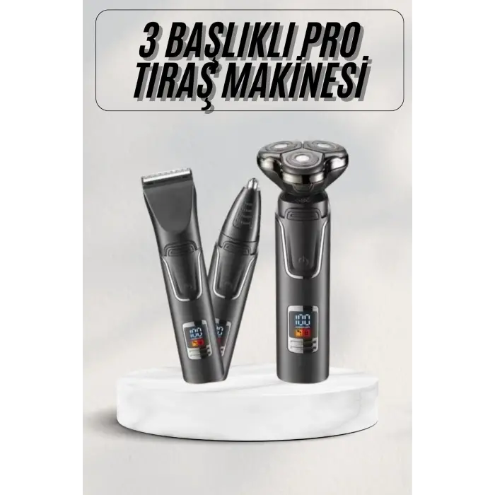 Yüksek Performanslı 3 Başlıklı Profesyonel Şarjlı Islak ve Kuru Kullanıma Uygun
