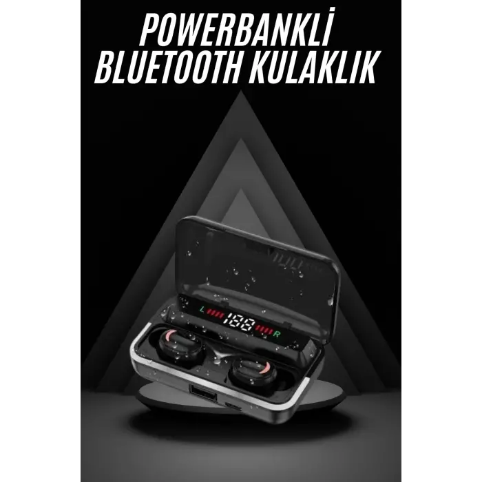 Bluetooth Kulaklık Dijital Şarj Göstergeli Powerbankli Bass Özellikli Kablosuz Kulakiçi 5.1 Mikrofonlu