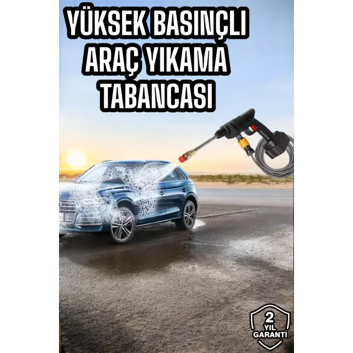 Bahçe ve Araba Yıkama Tabancası Su Basınçlı Hazneli Bataryalı Oto Yıkama