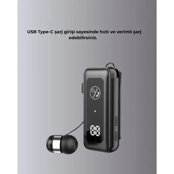 Dijital Ekranlı ve Hızlı Şarjlı Bluetooth 5.2 Makaralı Kulaklık