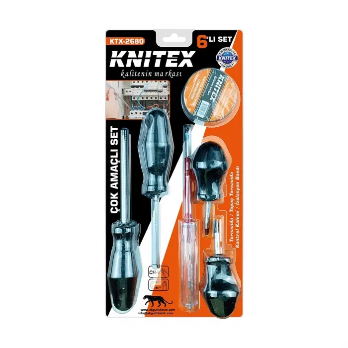 6pcs  Tornavida - Çok Amaçlı Set  Tornavida - Topaç Tornavida - Kontrol Kalem - Elektrik Bant Bx40