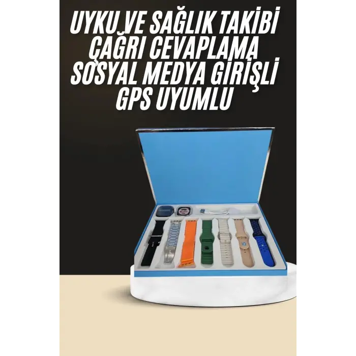 7 Kordonlu Unisex Akıllı Saat Çoklu Kordon Seçeneği Amoled Ekran