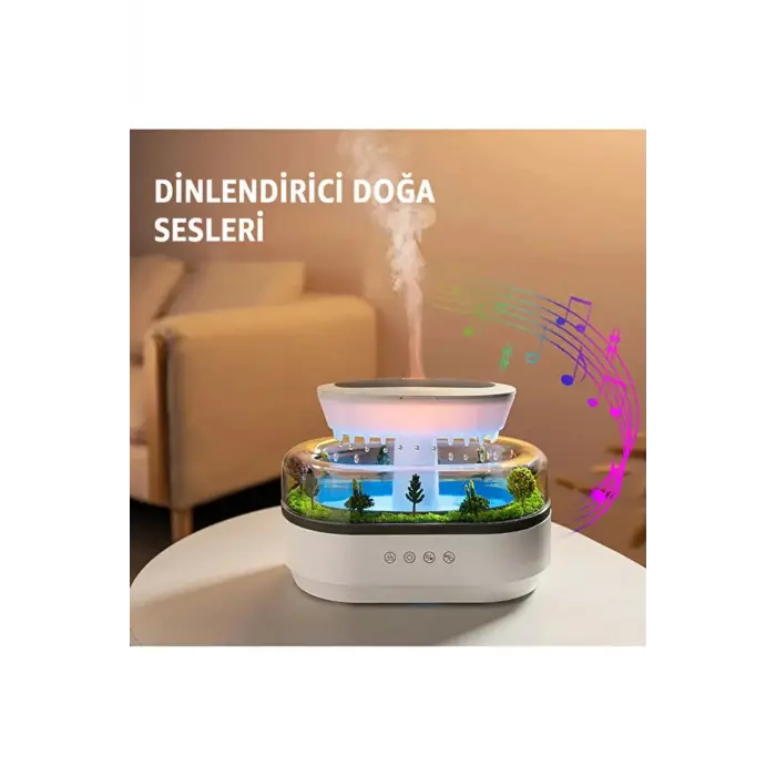 7 Renk RGB Işıklı Yağmur Damlası Şeklinde Aromaterapi Hava Nemlendirici ve Difüzör