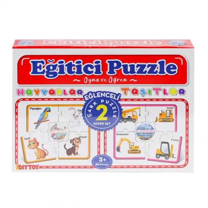 7196 Çark Puzzle Hayvanlar Taşıtlar 60 Parça