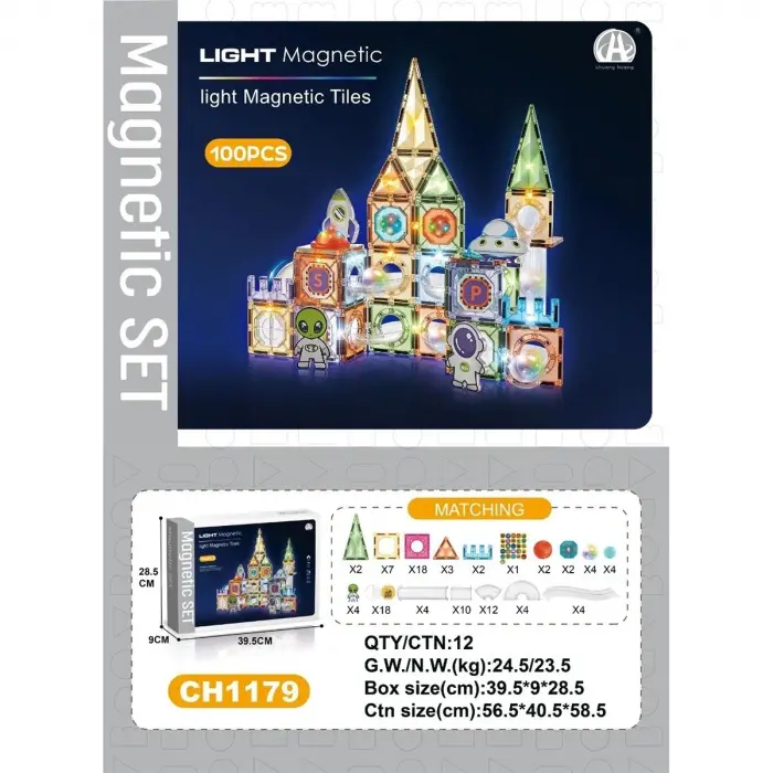 7.5CM Işıklı Magnetic Blok 100 Parça