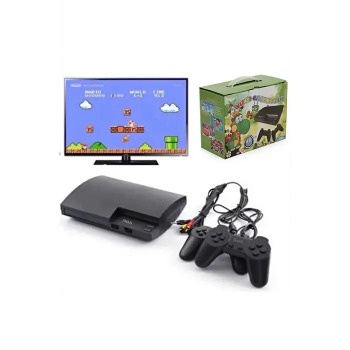 8 bit oyun konsolu siyah renk 2 kollu 48 yüklü oyunlu bluetooth desteği yok - Elektronik