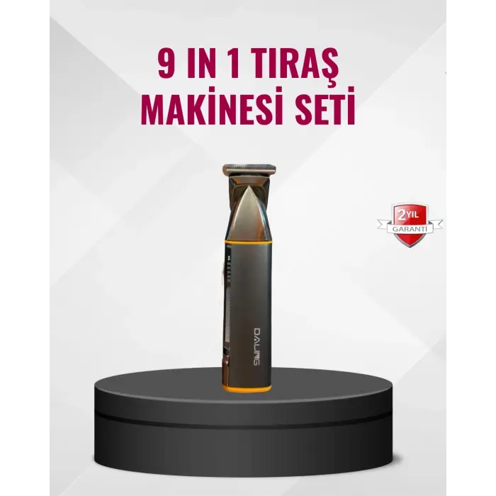9’u 1 Arada Çoklu Bakım Tıraş Seti Profesyonel Saç Sakal Kesme