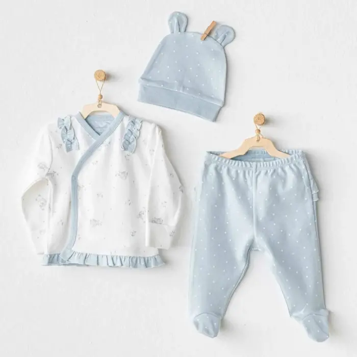 AC25646 Bunny Bear 3Lü Zıbın Set Blue