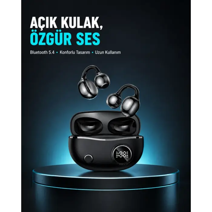 Açık Kulak Bluetooth Kulaklık 5.4 APTX Destekli Ergonomik Tasarım