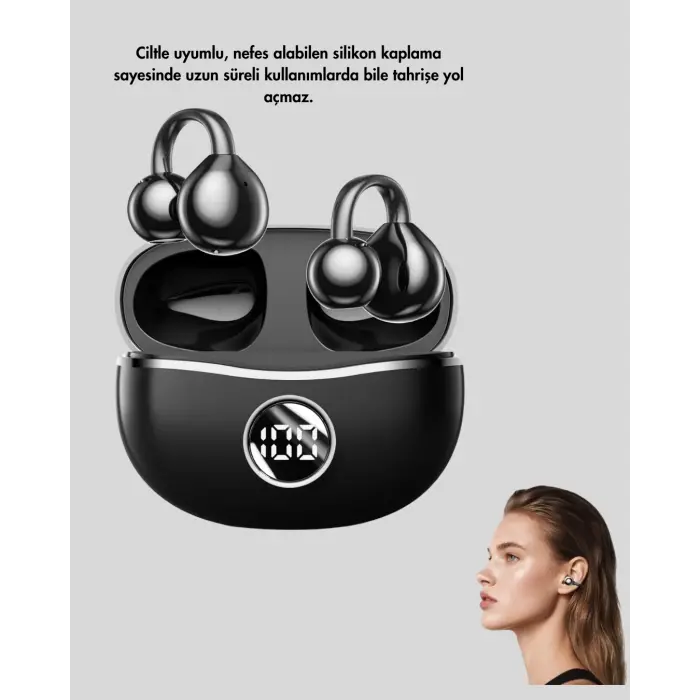 Açık Kulak Tasarımlı Bluetooth 5.4 Kablosuz Kulaklık – Uzun Pil Ömrü