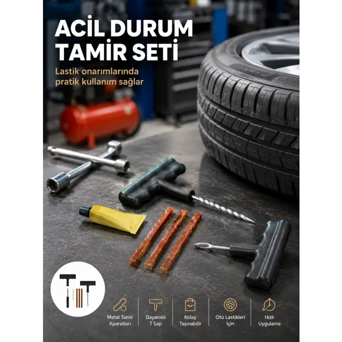 Acil Durumların Kurtarıcısı Çok Amaçlı Lastik Tamir Seti