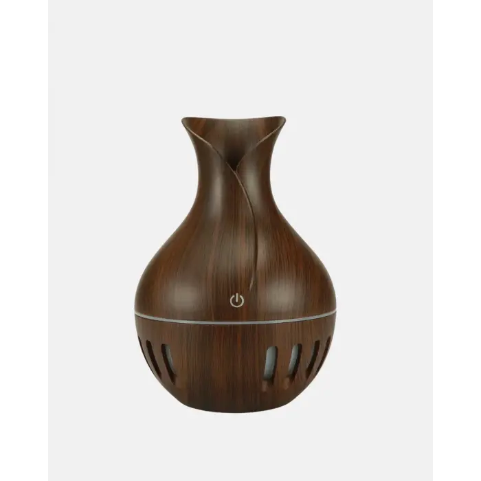 Ahşap Desenli Aromaterapi Difüzör 130 ml Ultrasonik ve 7 Renk LED Işıklı