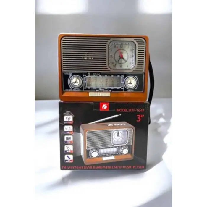 Ahşap Görünümlü Retro Bluetooth Radyo USB,AUX Ve SD Kart Girişli