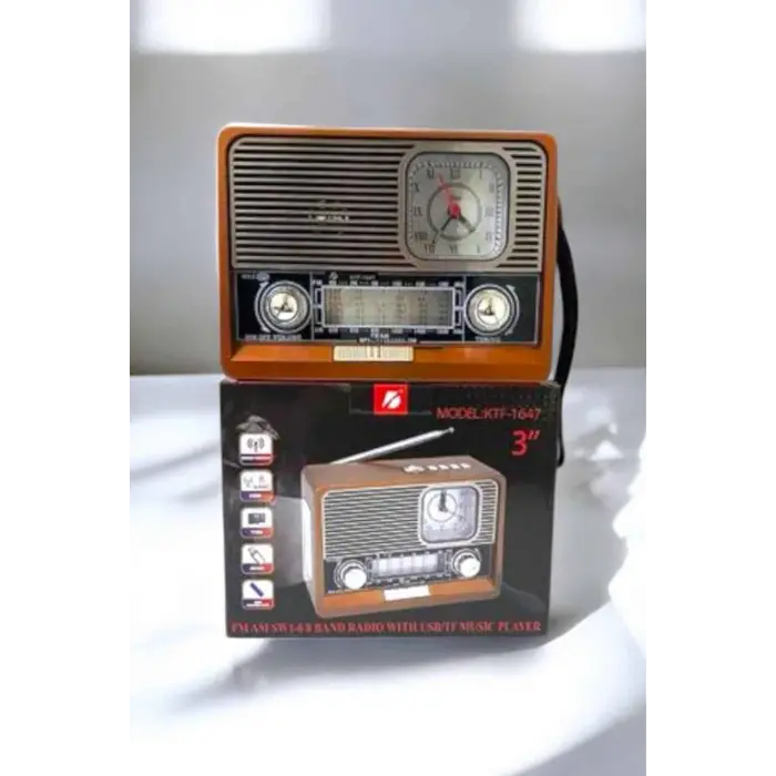 Ahşap Görünümlü Retro Bluetooth Radyo USBAUX Ve SD Kart Girişli
