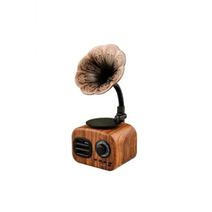 Ahşap Retro Tasarım Bluetooth Radyo ve Gramofon Hoparlör, Dekoratif Mini Ses Sistemi