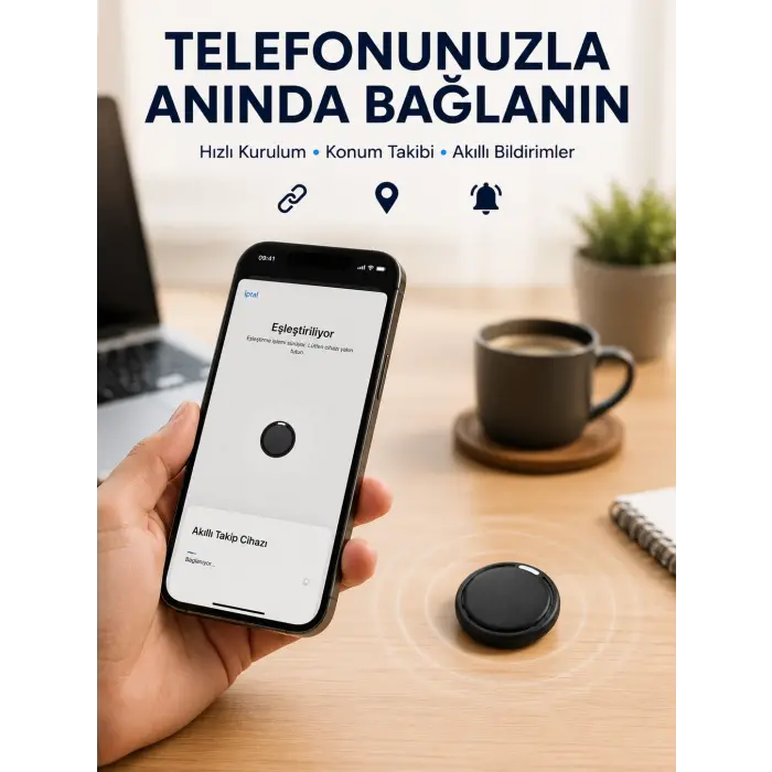 AirTag Akıllı Eşya Takip Cihazı İOS ve Android Uyumlu Uzun Pil Ömürlü