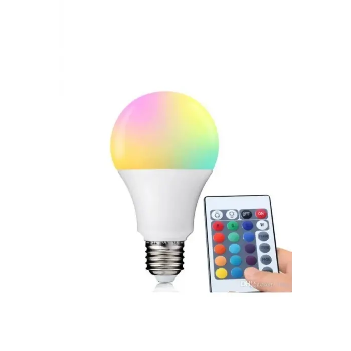 Akıllı ampul E27 duy 8,5 watt beyaz ışık uzaktan kumandalı dim özelliği renkli - E27 Duy Tipi