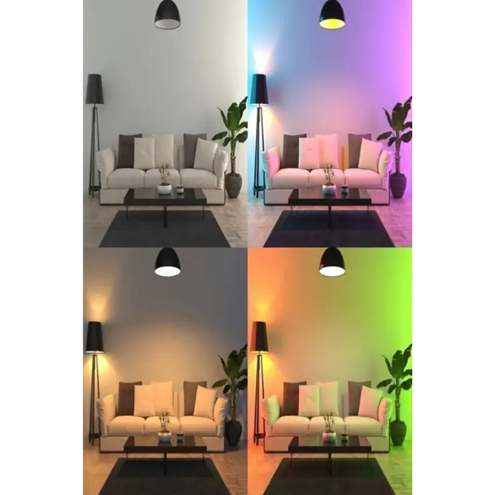 Akıllı ampul E27 duy 8,5 watt beyaz ışık uzaktan kumandalı dim özelliği renkli - E27 Duy Tipi