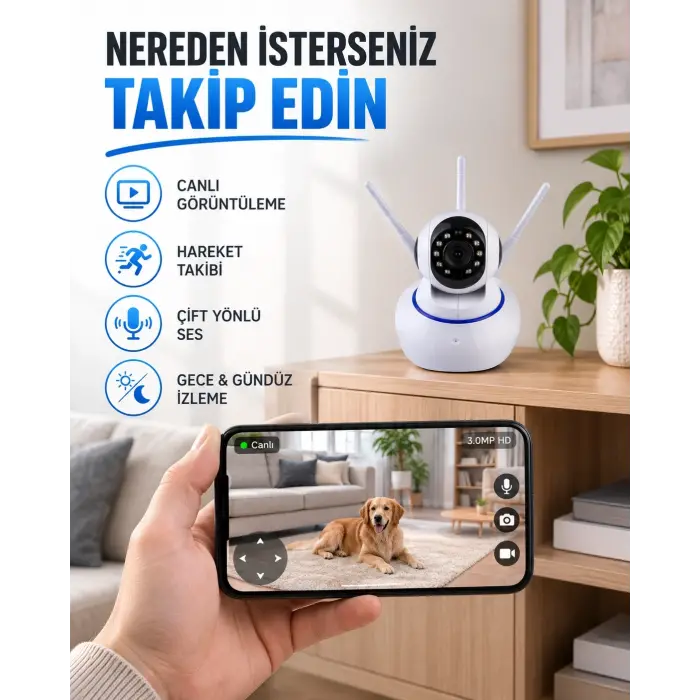 Akıllı IP Güvenlik Kamerası – 1080P HD, Gece Görüşlü, Hareket Algılamalı Yeni Nesil