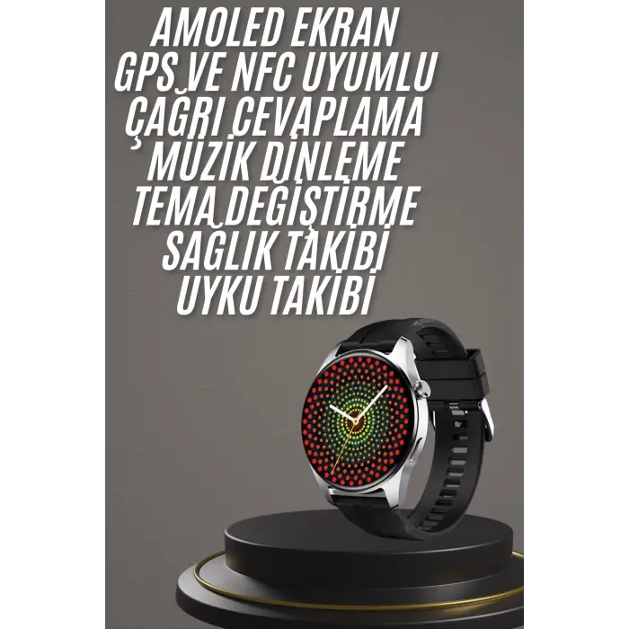 Akıllı Saat 1.5 Inç Amoled Ekran Çift Kordonlu GPS NFC Uyumlu