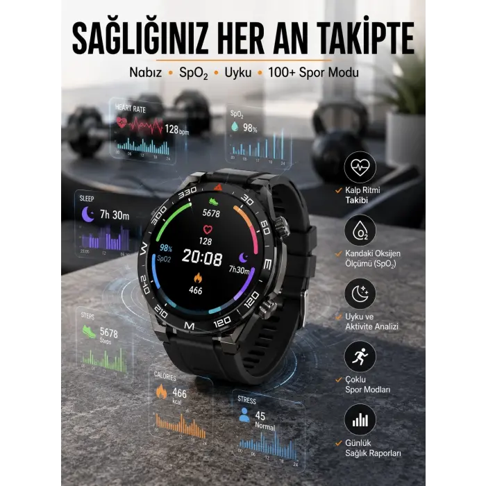 Akıllı Saat 2024 Model Arama Cevaplayan Uyku ve Sağlık Takibi