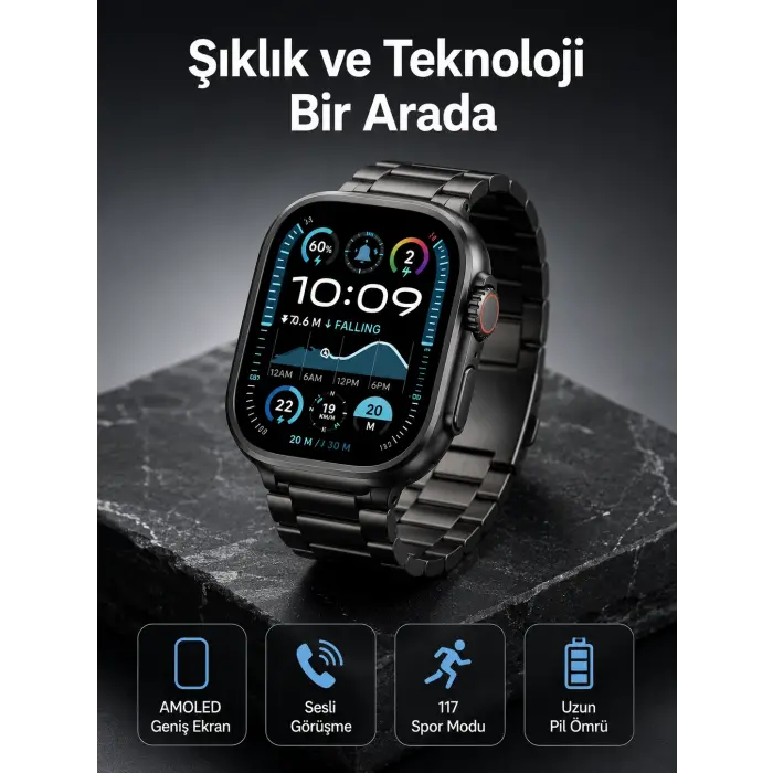 Akıllı Saat 3 Kordonlu Waterproof Adımsayar, Titreşim ve GPS Özelliği