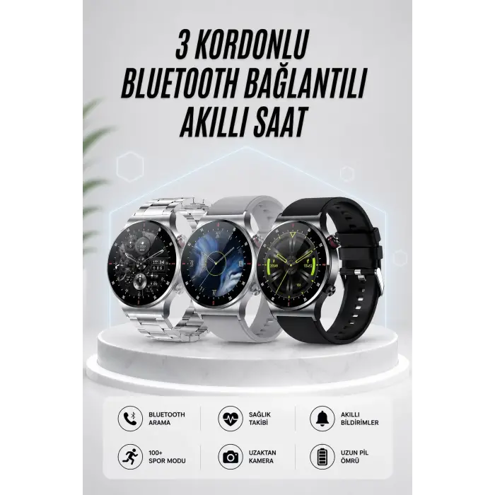 Akıllı Saat Amoled Ekran Bluetooth Bağlantılı Sesli Görüşme Nabız Ölçer