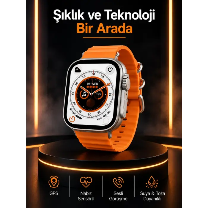 Akıllı Saat Android ve İOS Uyumlu 49 MM NFC Özelliği GPS Takibi Yeni Nesil