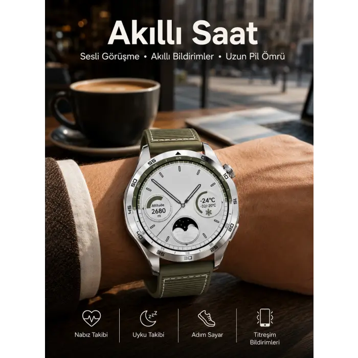 Akıllı Saat Bildirim Görme Sesli Görüşme Çoklu Kordon GPS Takibi