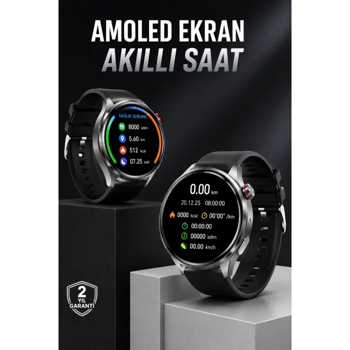 Akıllı Saat Bluetooth Bağlantılı Amoled Ekran Uyku ve Sağlık Takibi