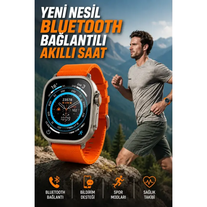 Akıllı Saat Uyku ve Spor Takibi Yeni Nesil Bluetooth Bağlantılı Amoled Ekran