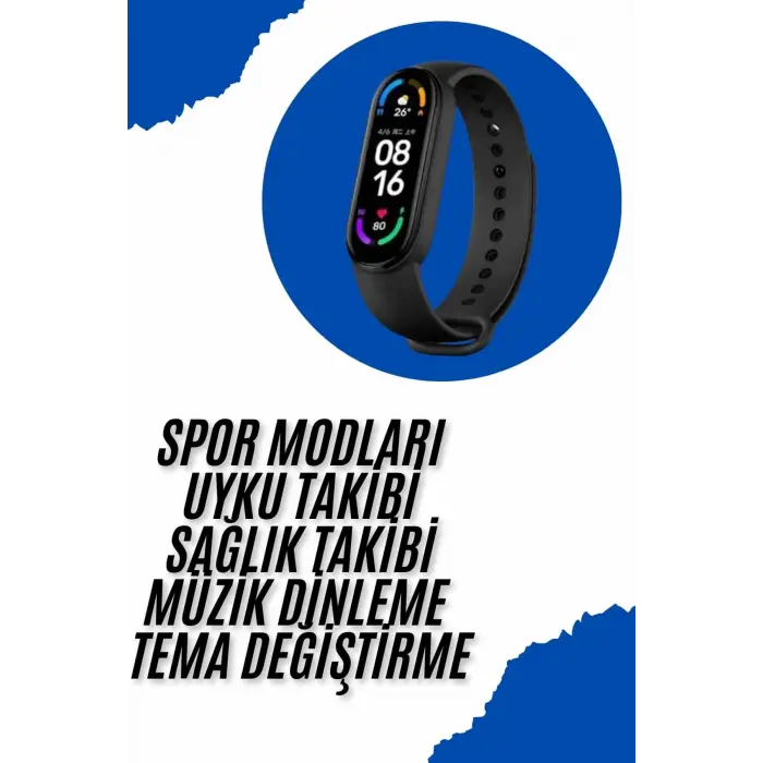 Akıllı Uyumlu Bileklik M6 Adımsayar Spor Modları Çağrı Görme Türkçe Menü