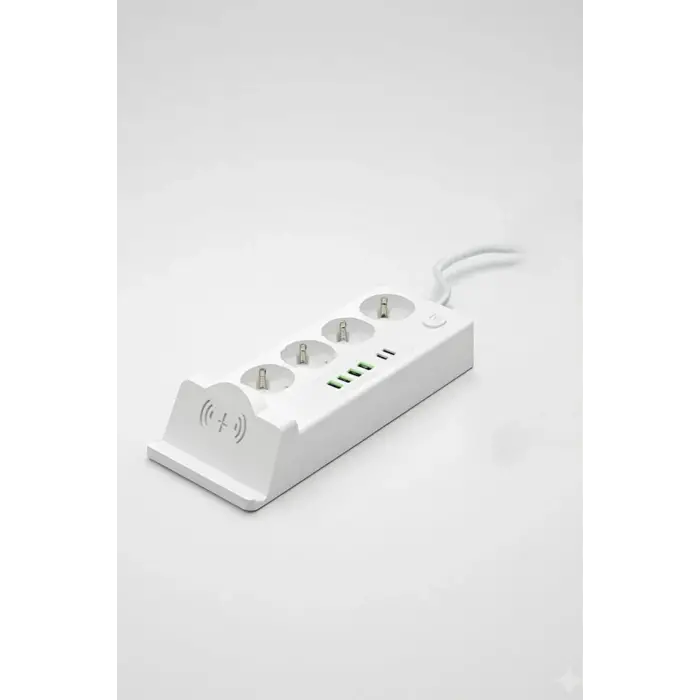 Akım Korumalı Priz Ve Masaüstü Şarj İstasyonu Kablosuz 4 Priz ,4 Usb, 2 Type-c Girişli 2 Metre