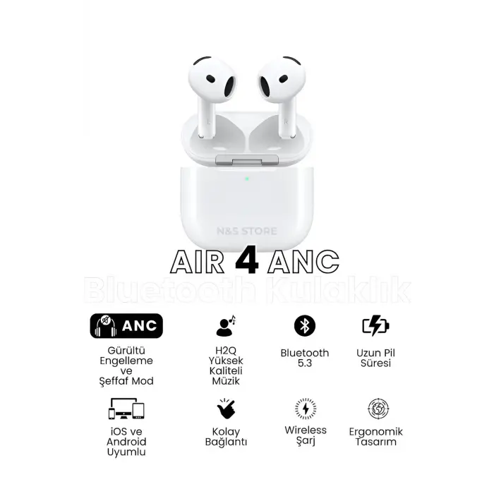 Aktif Gürültü Önlemeli (ANC) TWS Bluetooth Kulaklık, Şeffaf Mod ve Dokunmatik Kontrol
