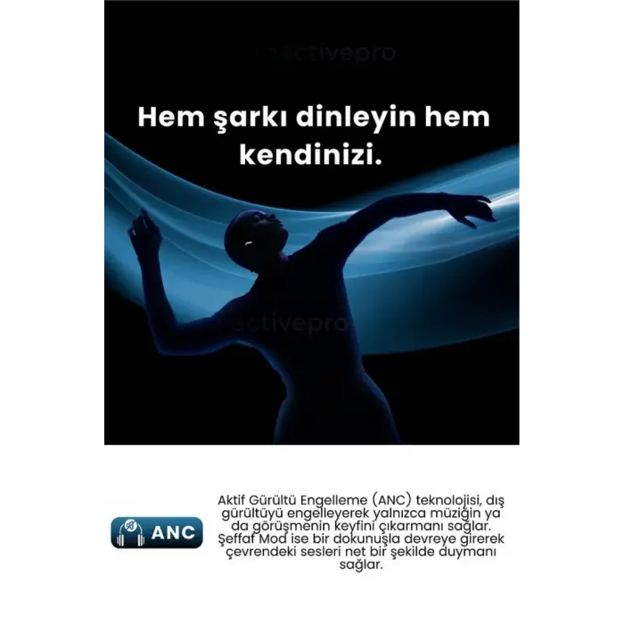 Aktif Gürültü Önlemeli (ANC) TWS Bluetooth Kulaklık, Şeffaf Mod ve Dokunmatik Kontrol