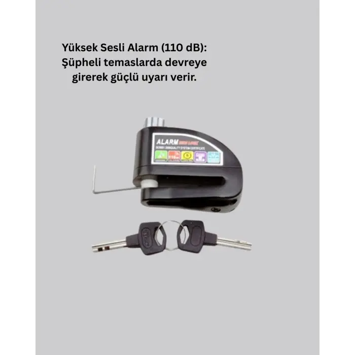 Alarm Sensörlü Disk Kilidi Motosiklet Scooter Bisiklet Güvenlik