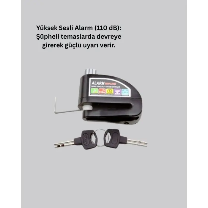 Alarm Sensörlü Disk Kilidi Motosiklet Scooter Bisiklet Güvenlik