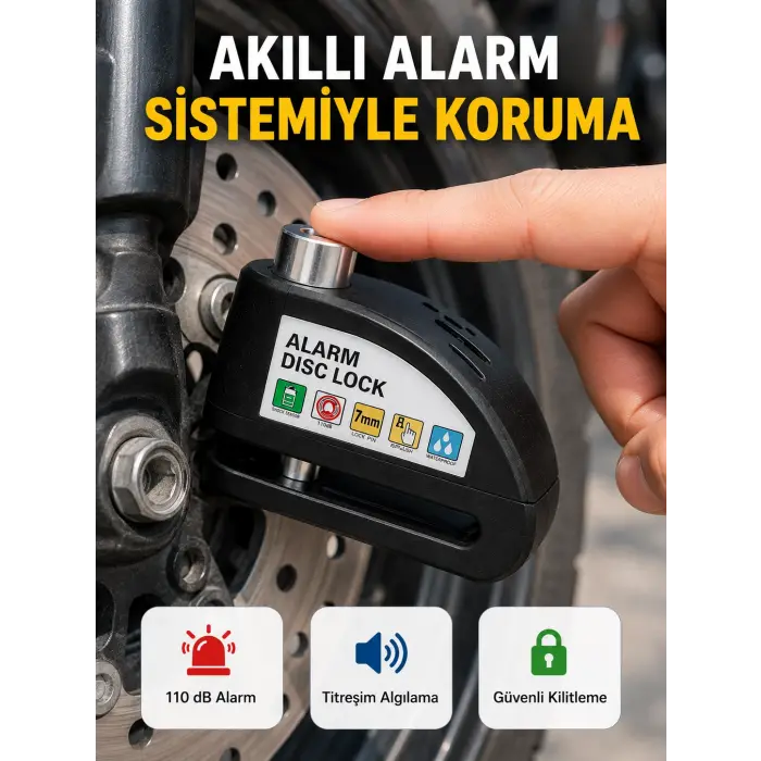 Alarm Sensörlü Disk Kilidi Motosiklet Scooter Bisiklet Güvenlik Yeni Nesil