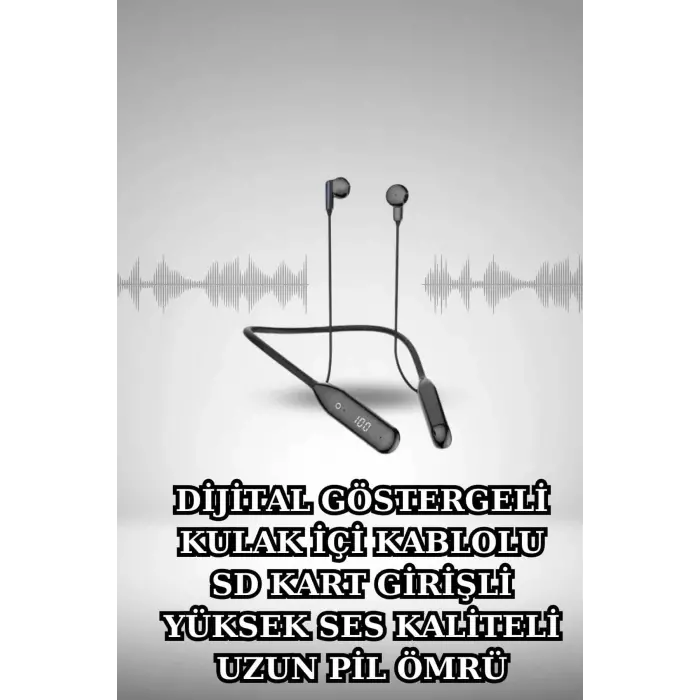 Alarm ve Titreşim Özellikli Akıllı Saat ve Mikrofonlu Kablolu Bluetooth Kulaklık 60 Saat