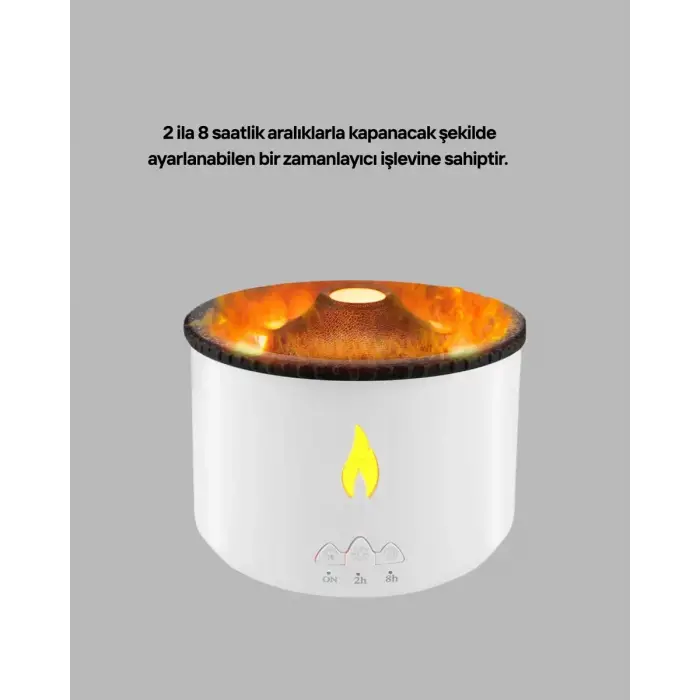 Alev Efektli Buhar Makinesi – Aromaterapi Nemlendirme ve Işık Modlu Tasarım Yeni Nesil