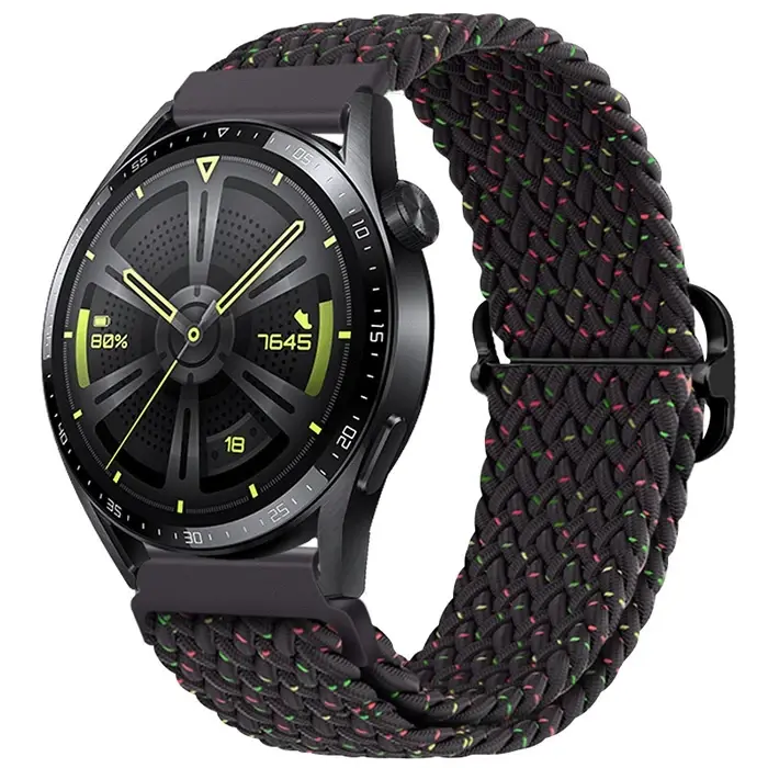 ALLY 22MM Gear S3 Watch 4 -Gt2 GT2E 46MM Japon Tokalı Elastik Kayış Kordon-(5775)