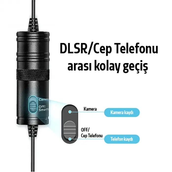 ALLY 3.5MM Universal Lavalier Kablolu Yaka Mikrofonu 6 Metre-(5775)