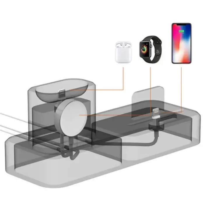 Ally 3in1 Charging Base İPhone+ İwatch+ İPods Silikon Şarj Standı-(5775)