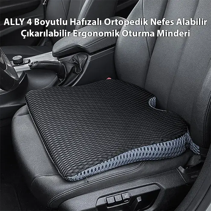 ALLY 4 Boyutlu Hafızalı Ortopedik Nefes Alabilir Çıkarılabilir Ergonomik Ev ve Araç için Oturma Minderi-(5775)
